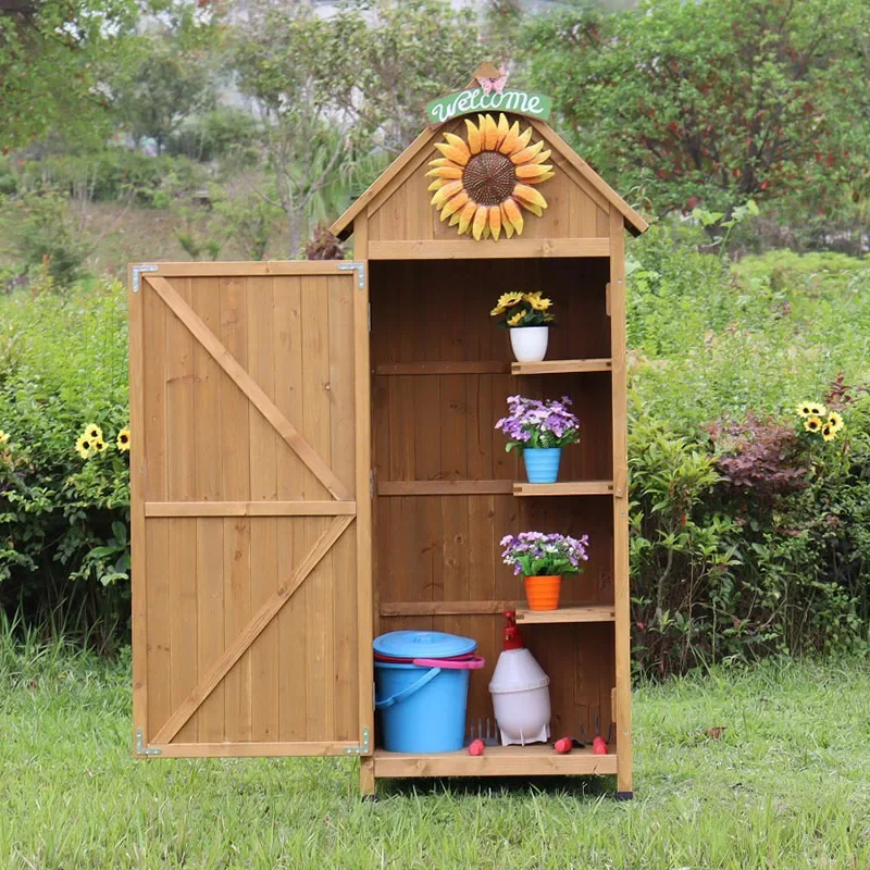 Outdoor storage courtyard solid wood tool cabinet