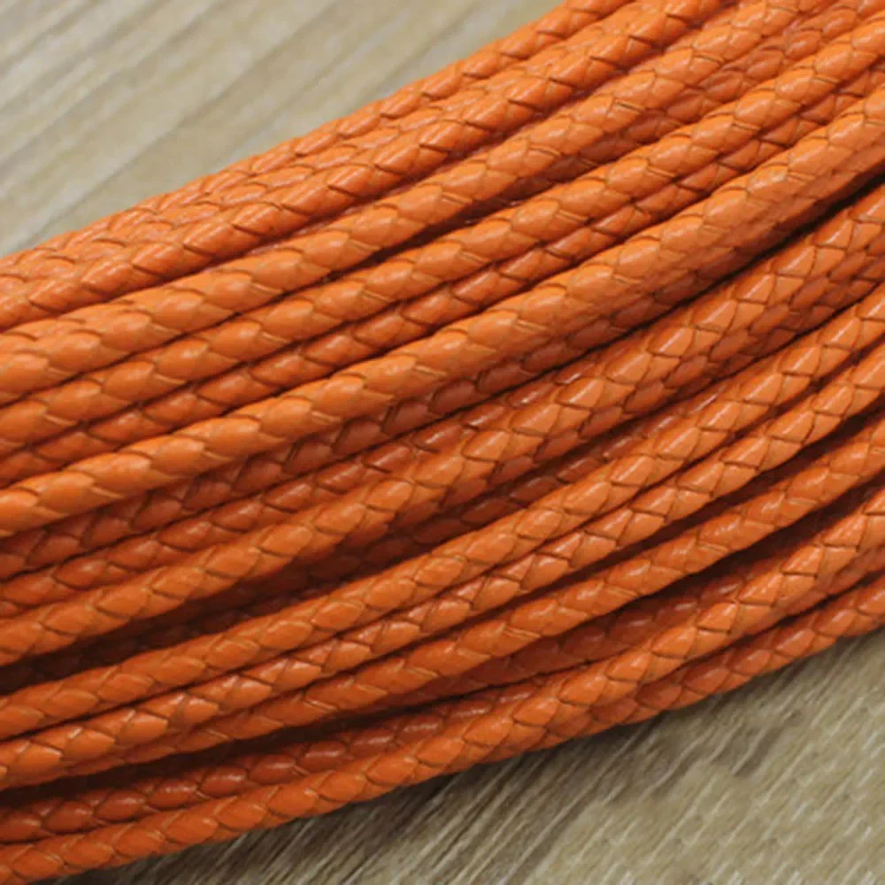 3mm Round Genuine Braided Leather Cord String Rope For Women Men Bracelet Jewelry Craft Making DIY Findings Accessories Necklace