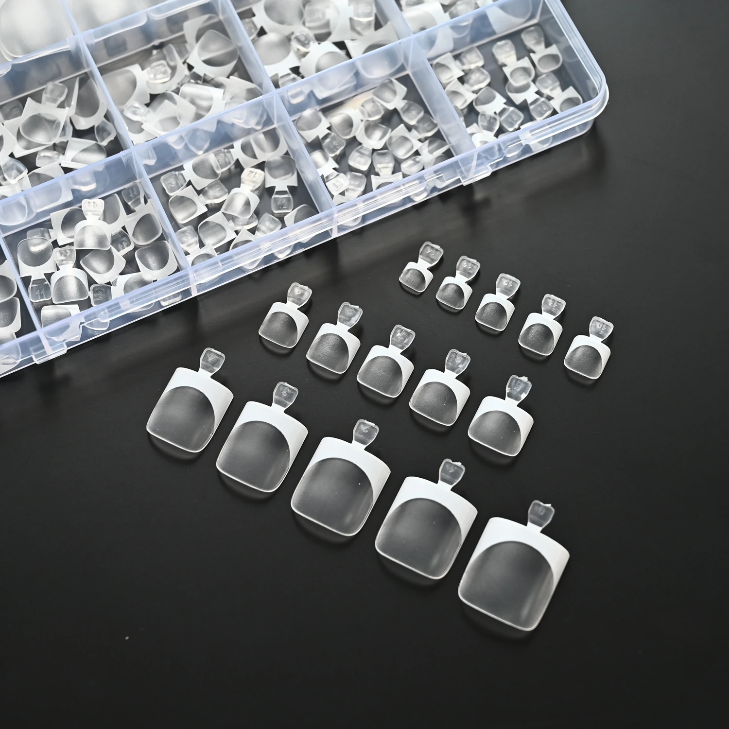 150Pcs 15Sizes Clear French Press On Toenails Short Square Fake Toe Nails White Edge Design Summer Beach Daily False Foot Tips 1 view 4