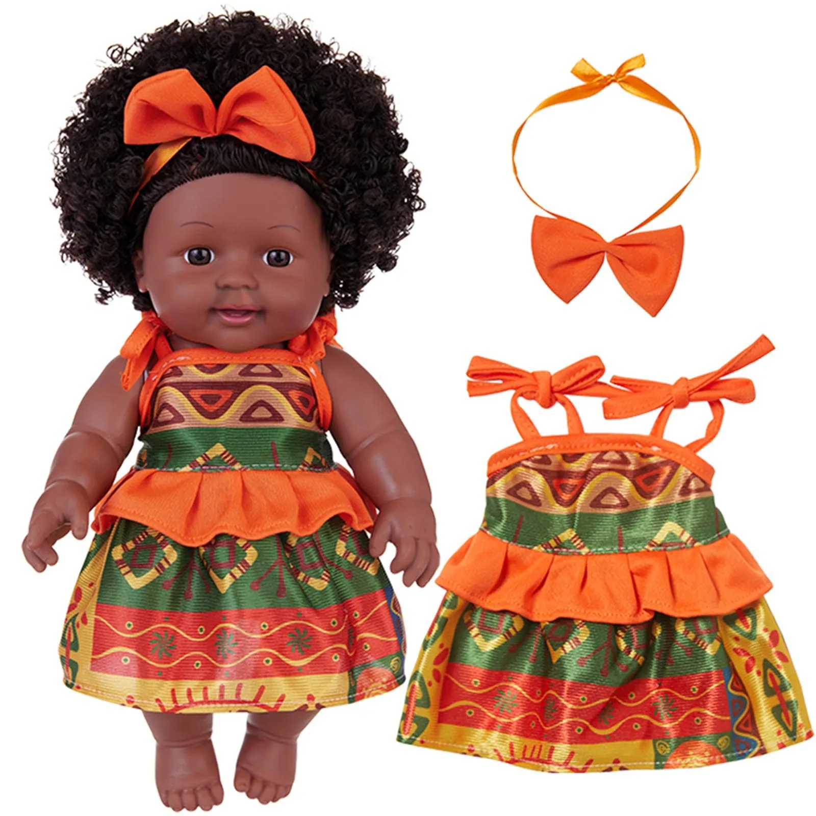 African American Reborn Doll Simulation Black Full Enamel Baby Doll Girl Toys Lifelike Play Dolls Fun Kids Toy Children Gifts