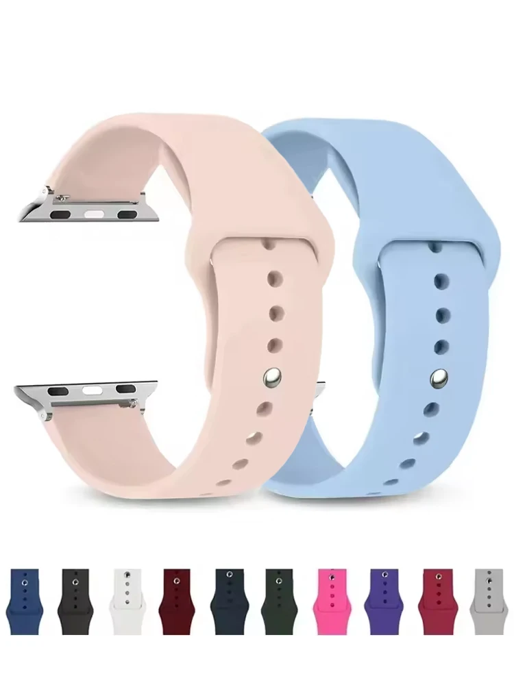 Pulseiras para apple watch band 45mm 46mm 44mm 42mm 49mm 40 41mm pulseira esportiva de silicone correa iwatch série 10 9 8 7 6 se ultra 2