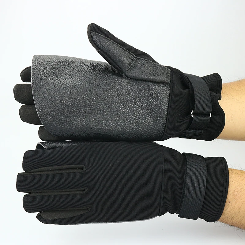 Slip-resistant gloves for rappelling, real cowhide outdoor climbing and mountaineering gloves, thickened and wear-resistant for