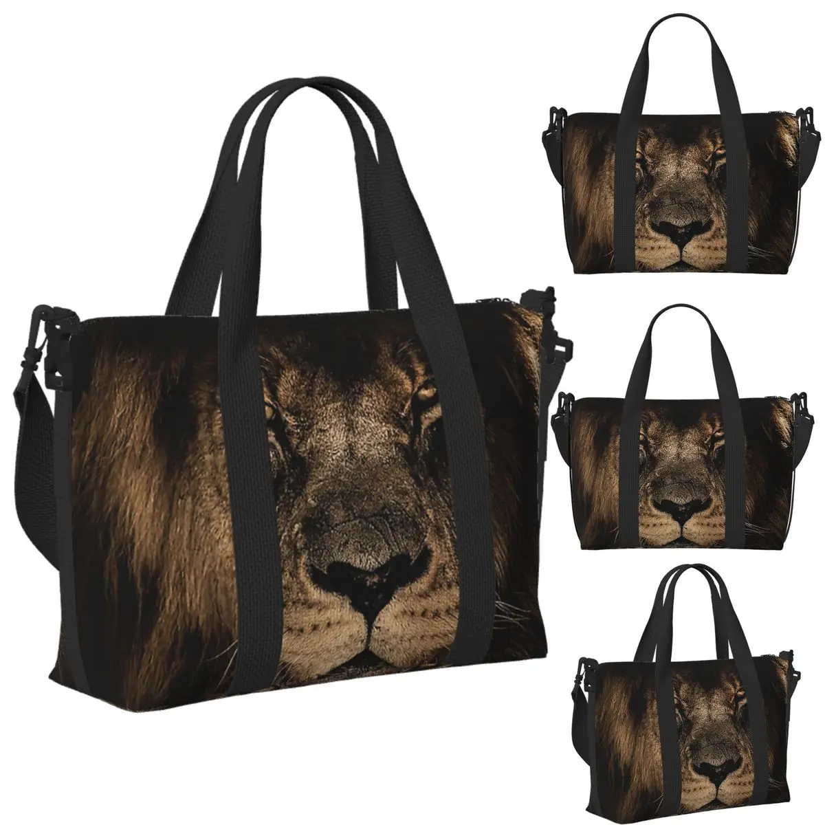 

Custom Lion Beach Travel Bag Large Capacity Tote Bags for Gym Yoga Women Shopping Duffle Shoulder Bag