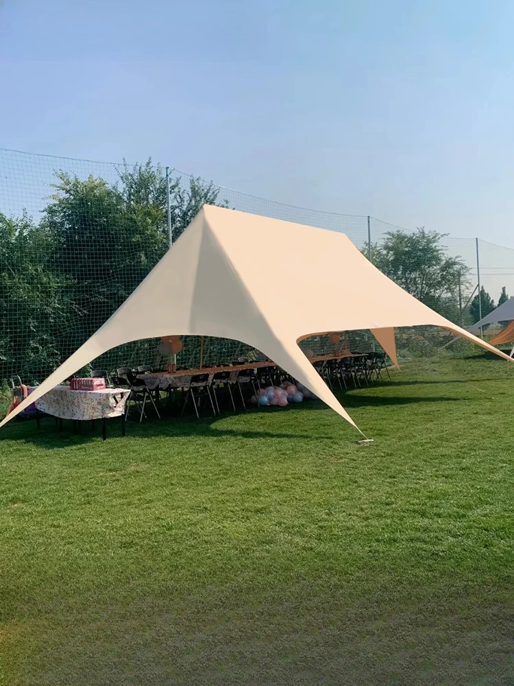

Outdoor camping tent canopy 2-in-1 table and chairs Gemini star flat top aluminum alloy single peak double peak three peak sunsh