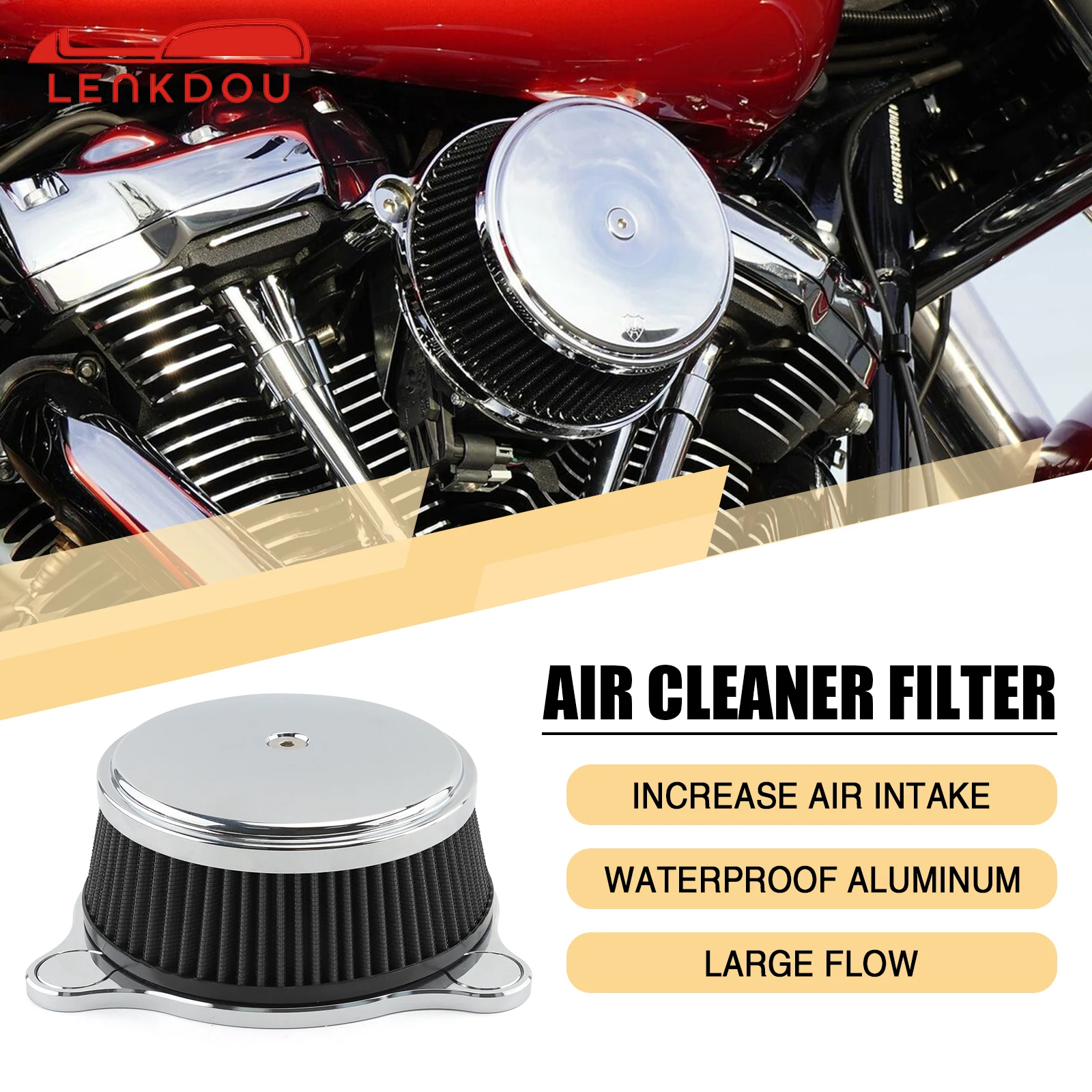 Motorcycle Air Cleaner Intake Filter Kit For Harley Touring Road King Electra Glide Dyna Street Bob Low Rider Softail Fat Boy