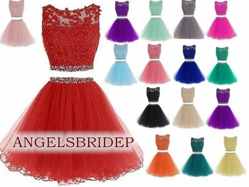 

Two Pieces Homecoming Dresses Short Vestidos de festa Formal Crystal Tulle Cinderella Graduation Party Gowns Hot