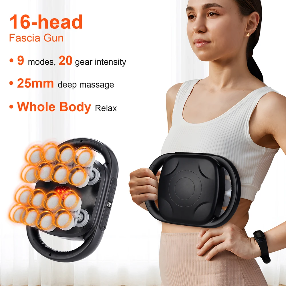 

16 Head Massage Gun High Frequency Vibration for Muscle Relief Deep Tissue Percussion for Neck Cervical Spine Full Body