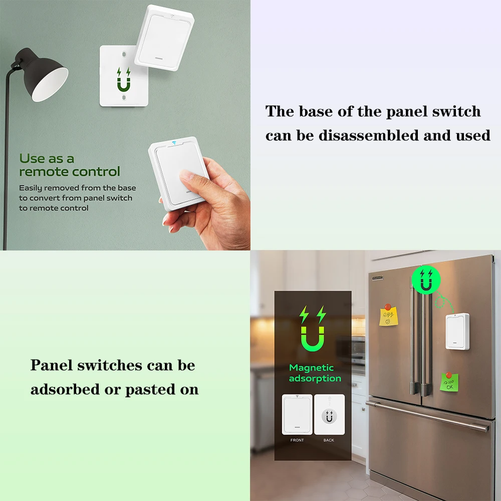 RF 433MHz Wireless Smart Sockets AC 220V 16A European Plug Wireless Magnetic Panel and Push Button Switch for  Home Appliance