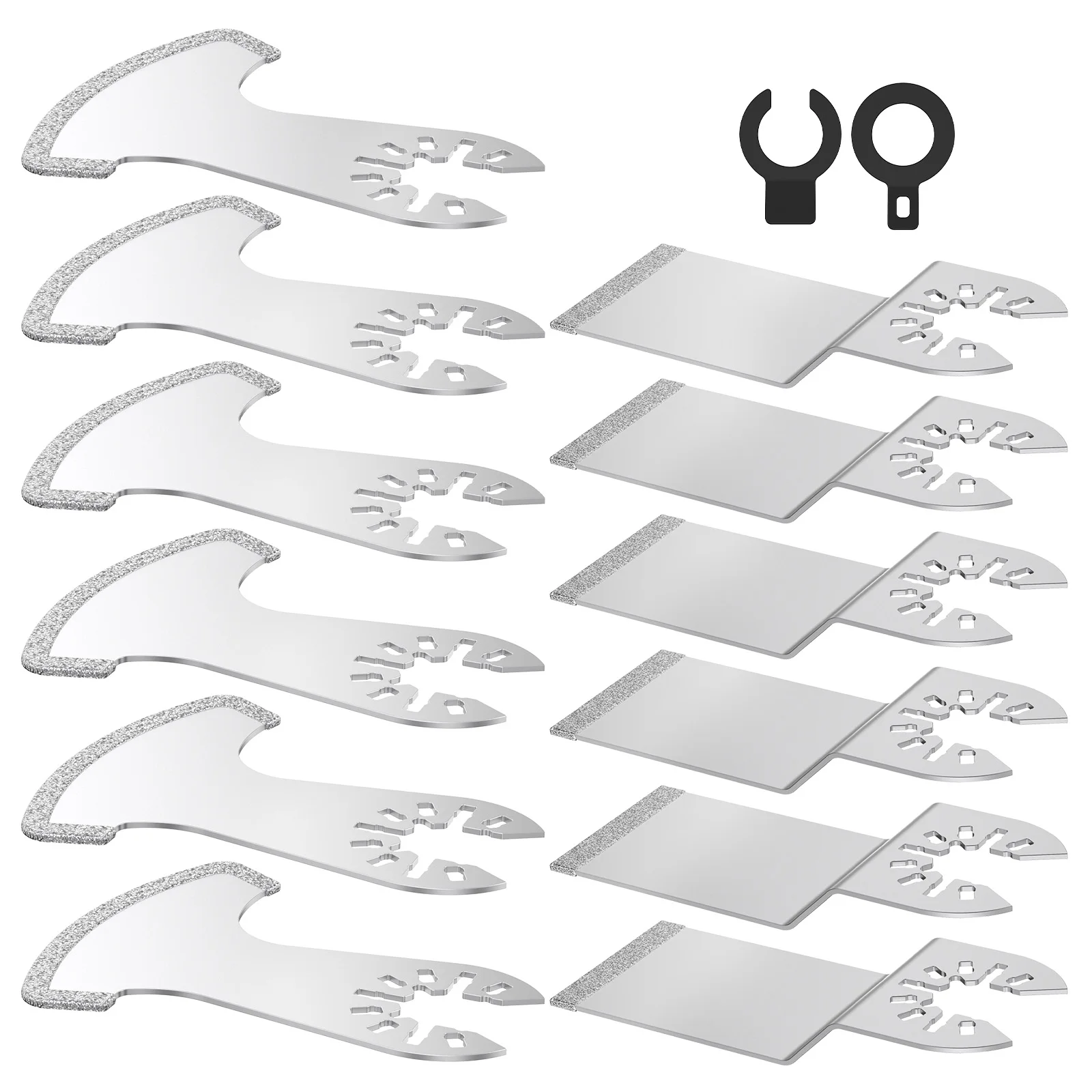 

4/6/12 шт. алмазное осциллирующее пильное полотно, многофункциональные пилы с 2 адаптерами, комплект лезвий для удаления затирки для удаления затирки