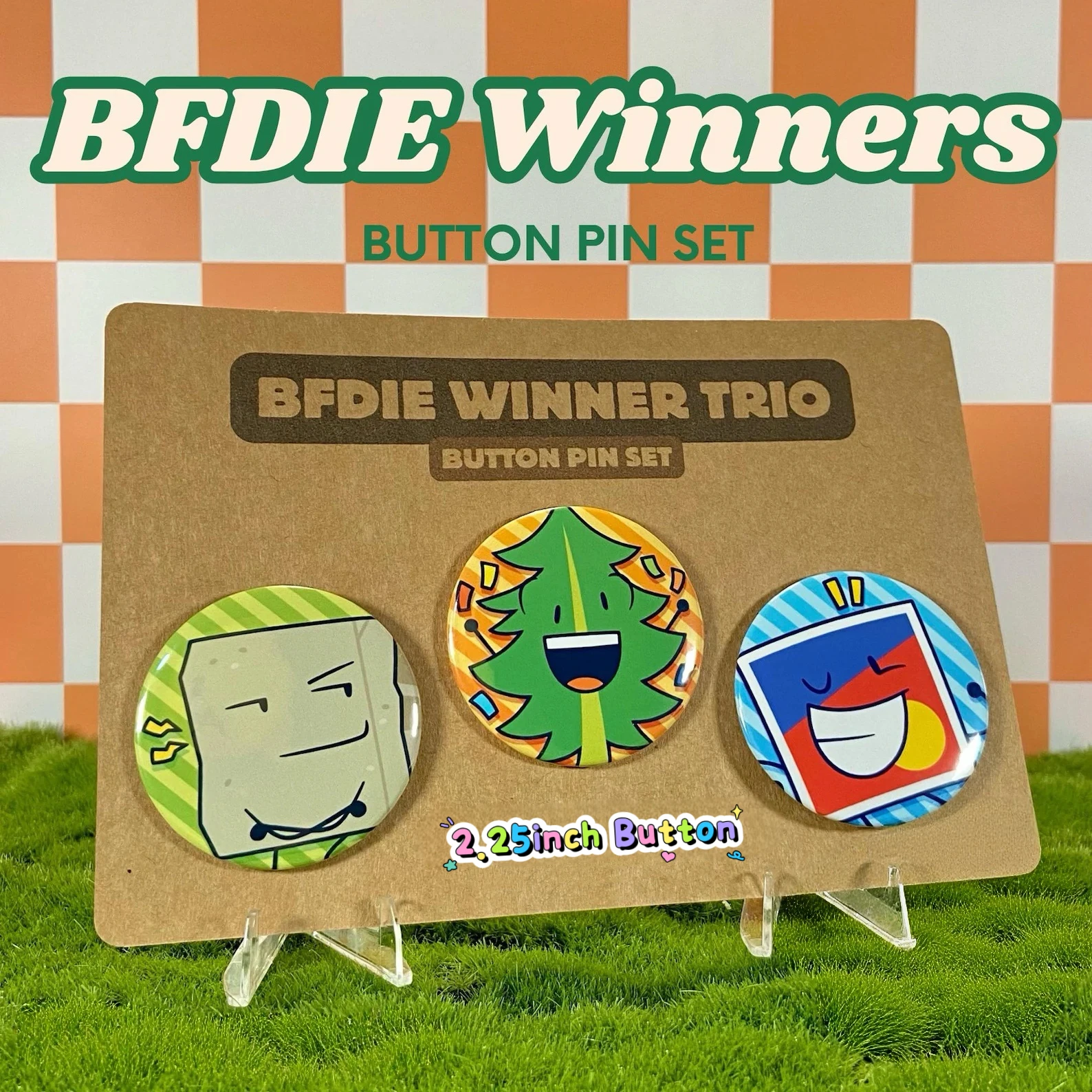 BFDIE Winners Trio 3Pcs 2.25 Inch Button Pin Set, Game Cosplay Round Tin Badge Brooch, Backpack Jacket Decor, Fan Collectible
