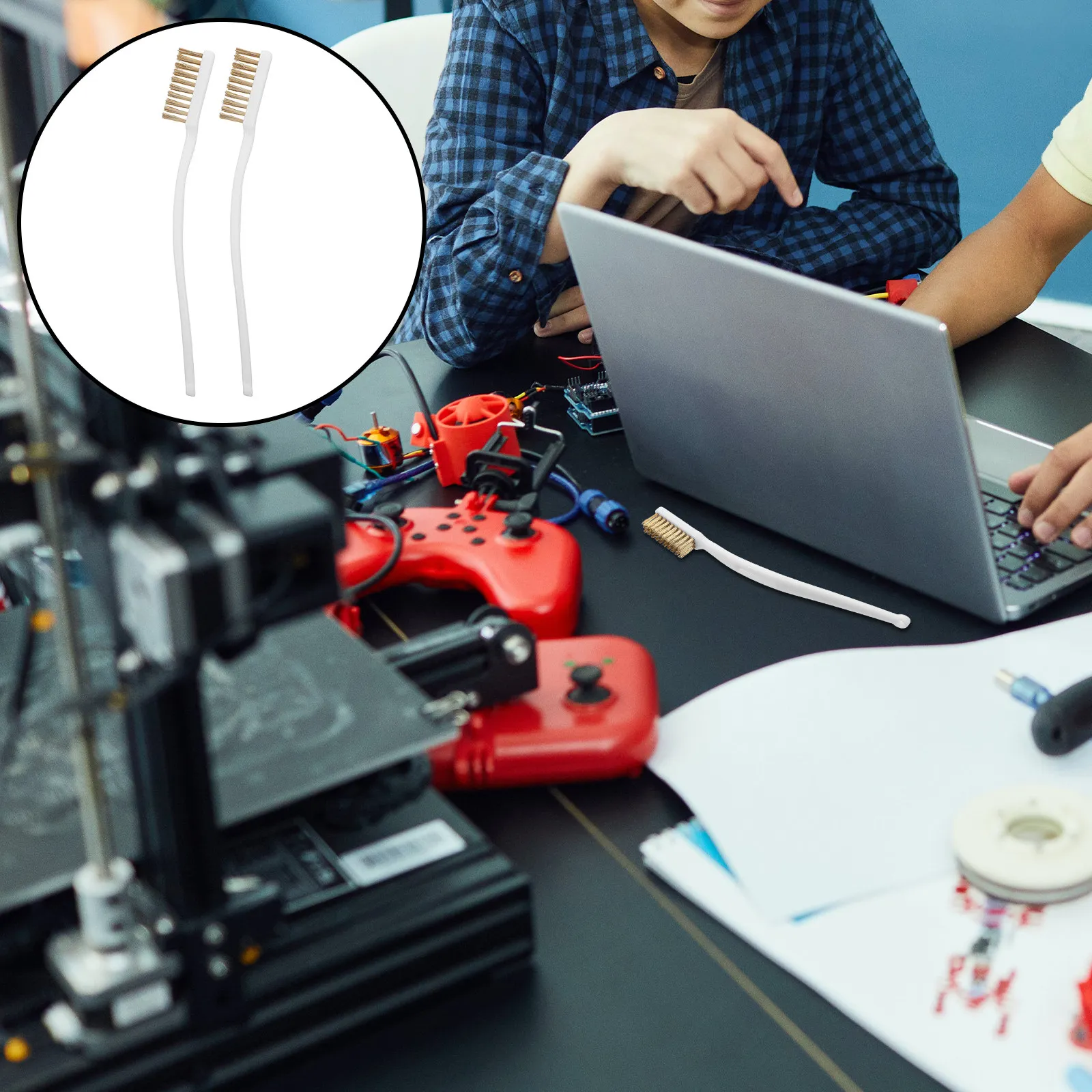 

6Pcs Mini Curved Brass Wire Brush Set 3D Printer Nozzle Cleaning Welding Slag Rust Removal Scratch Brush Hot End Heated Bed Tool