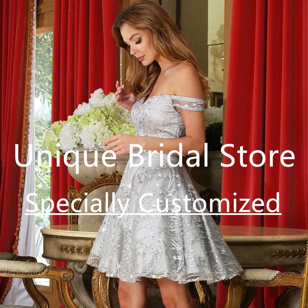 맞춤형 클래식 이브닝 칵테일 드레스 A 라인 예쁜 아플리케 비즈 오프 숄더 민소매 섹시한 v 넥 파티 댄스 파티 G