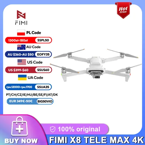 FIMI X8 TELE MAX Drone 4K Professional HDR 48MP 3-Axis Gimbal Camera Drone Professional GPS 20KM RC Quadcopter 2025