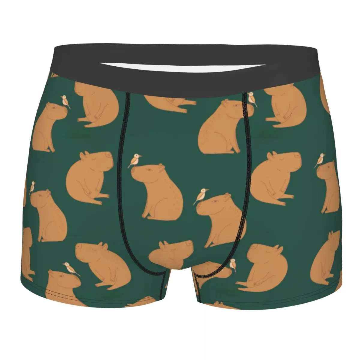 Custom Male Novelty Capybara Pattern In Doodle Style Underwear Boxer Briefs Soft Shorts Panties Underpants