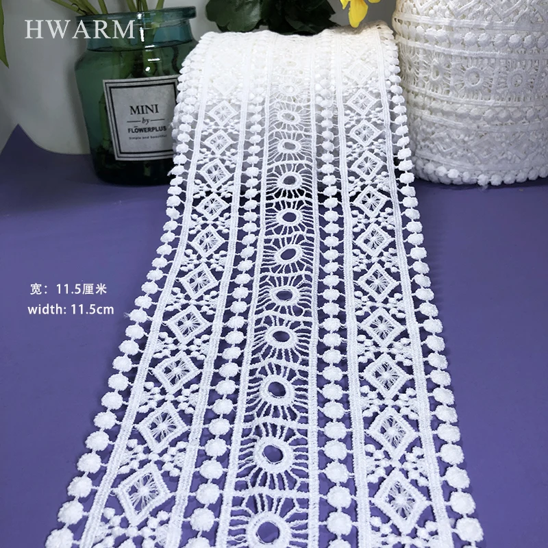5yard Lace Fabric Width 11.5cm Diy Milk Silk Water-soluble Sewing Trimming Embroidery Large Bar Code Skirt Curtain Clothing Deco