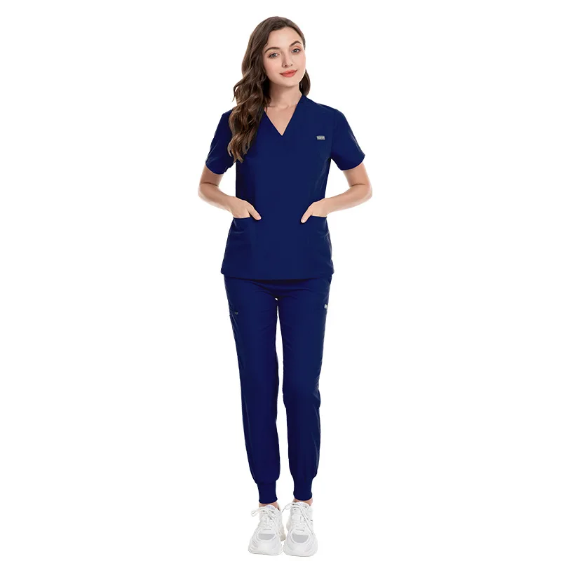 Uniformes médicos de manga corta para mujer, ropa de enfermera, pantalones elásticos de enfermería, tela fresca, moda de verano