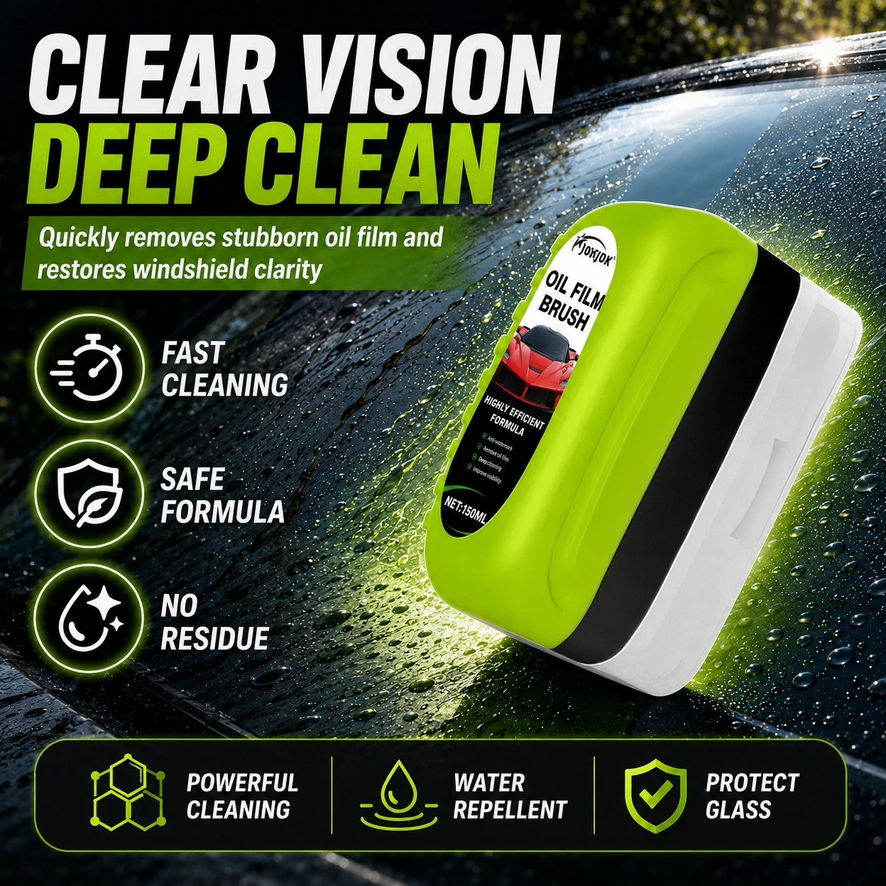 Car Oil Film Cleaning Agent, Window Front Windshield Rainproof and anti Fog Agent, Coating Remover Accessories