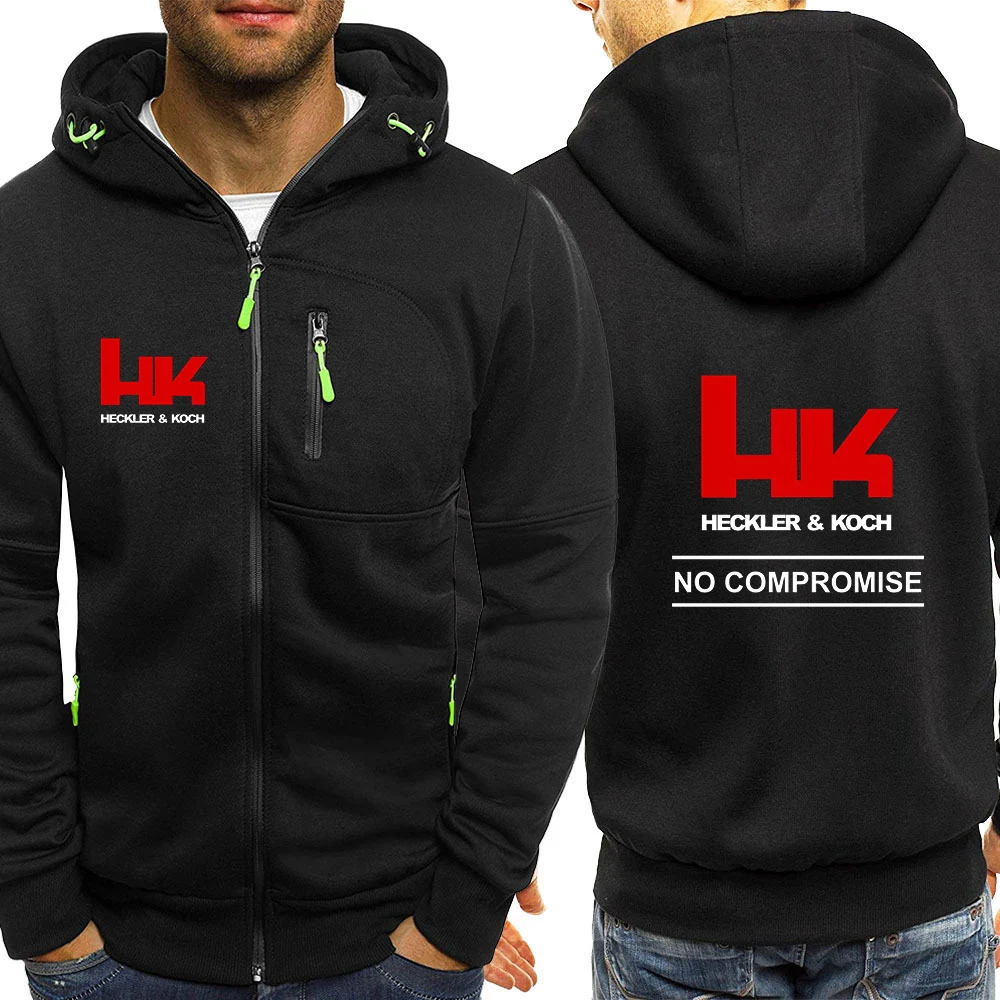 2025 Spring And Autumn Man's Hk Heckler Koch No Compromise Logo Print Padded Skin-Friendly Comfortable Coat Hoodies Jacket