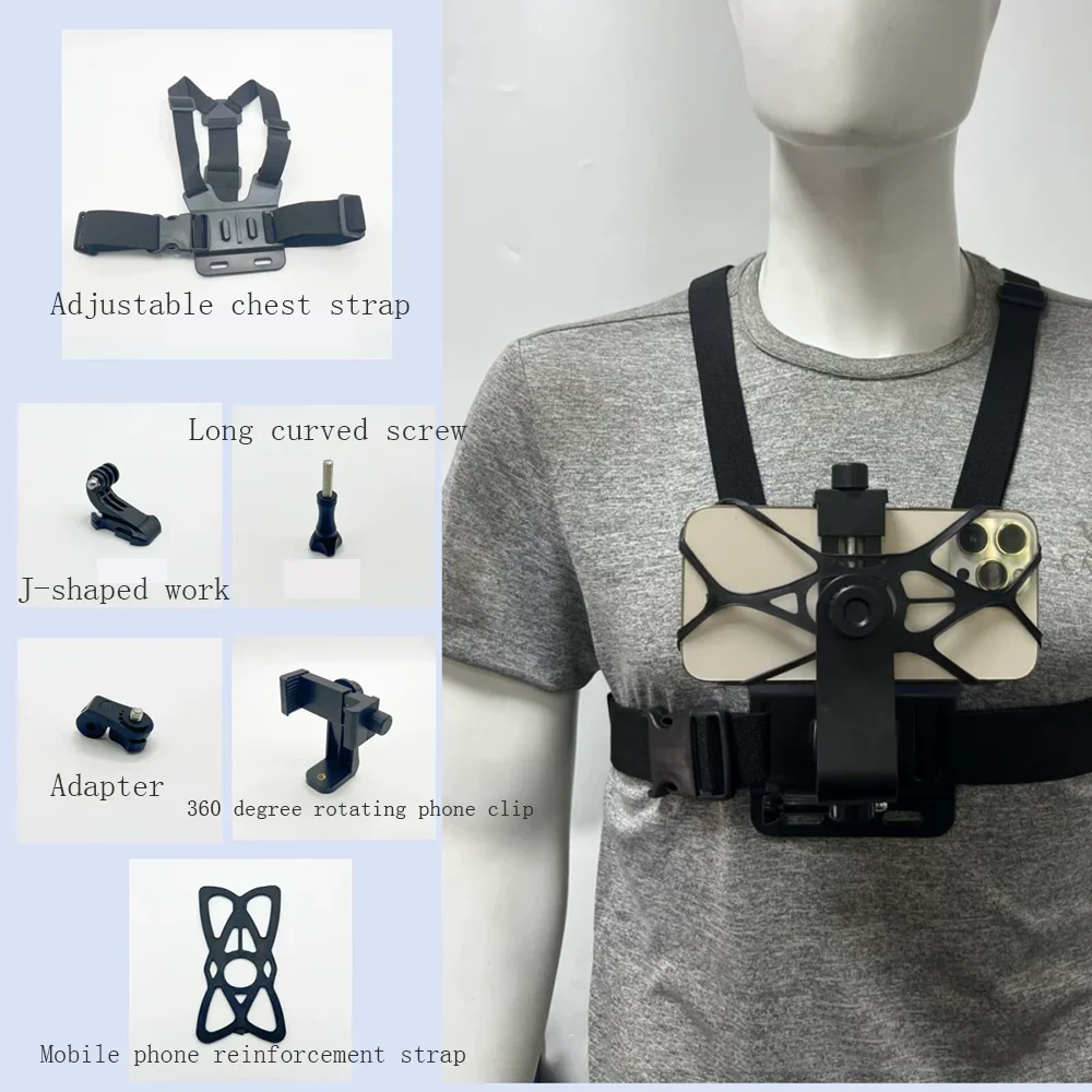 1 PC Adjustable Phone Clip Holder With Chest Strap Fixation Bracket for Sport Camera Mobile Phone Camera Black Holder Accessory