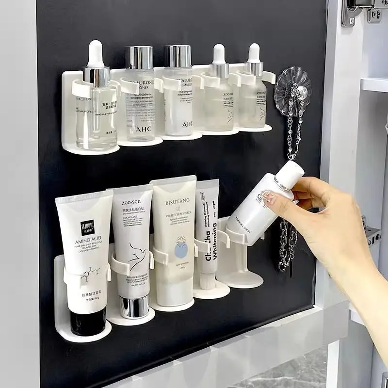 2Pcs No Drill Adjustable Wall Storage Rack, Space-Saving Spice Cosmetic Organizer for Kitchen & Bathroom