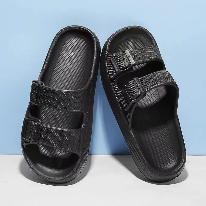 Adjustable Buckle Slippers for Men Summer 2023 Thick Bottom Non-Slip Platform Sandals Man Comfortable Soft Sole Beach Shoes Male