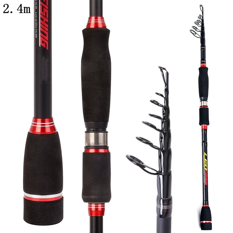 

2.4m / 2.7m 40T Carbon Lure Fishing Spinning Rod Matt H Hardness 4 Section Telescopic Ultra Light Travel Fishing Pole