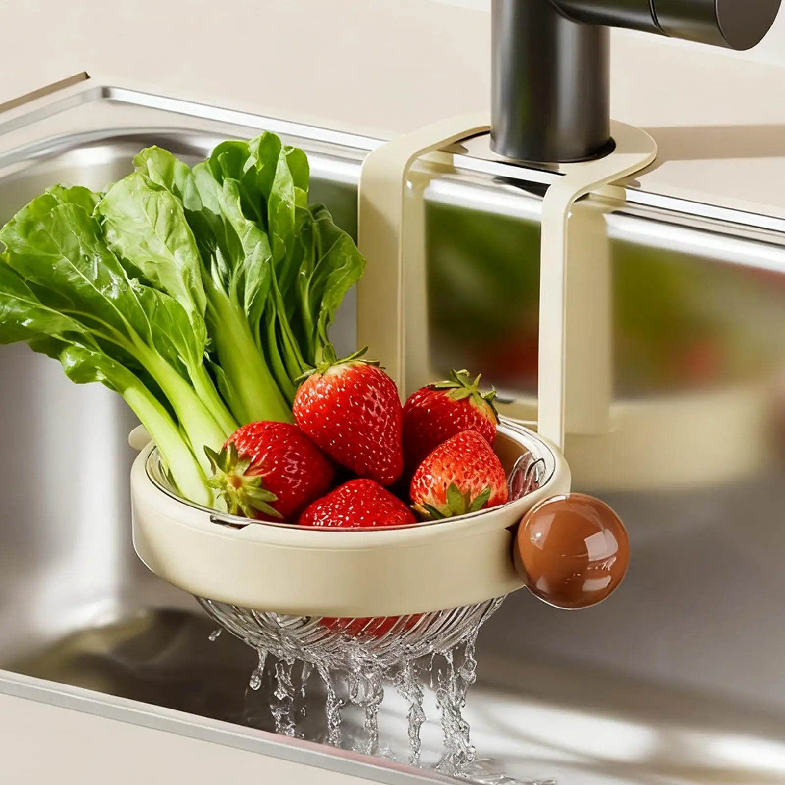 Sink Strainer Basket Automatic Dumping Waste Catcher Sink Vegetable Draining Basket For Home Cooks Busy Parents Apartment Meal
