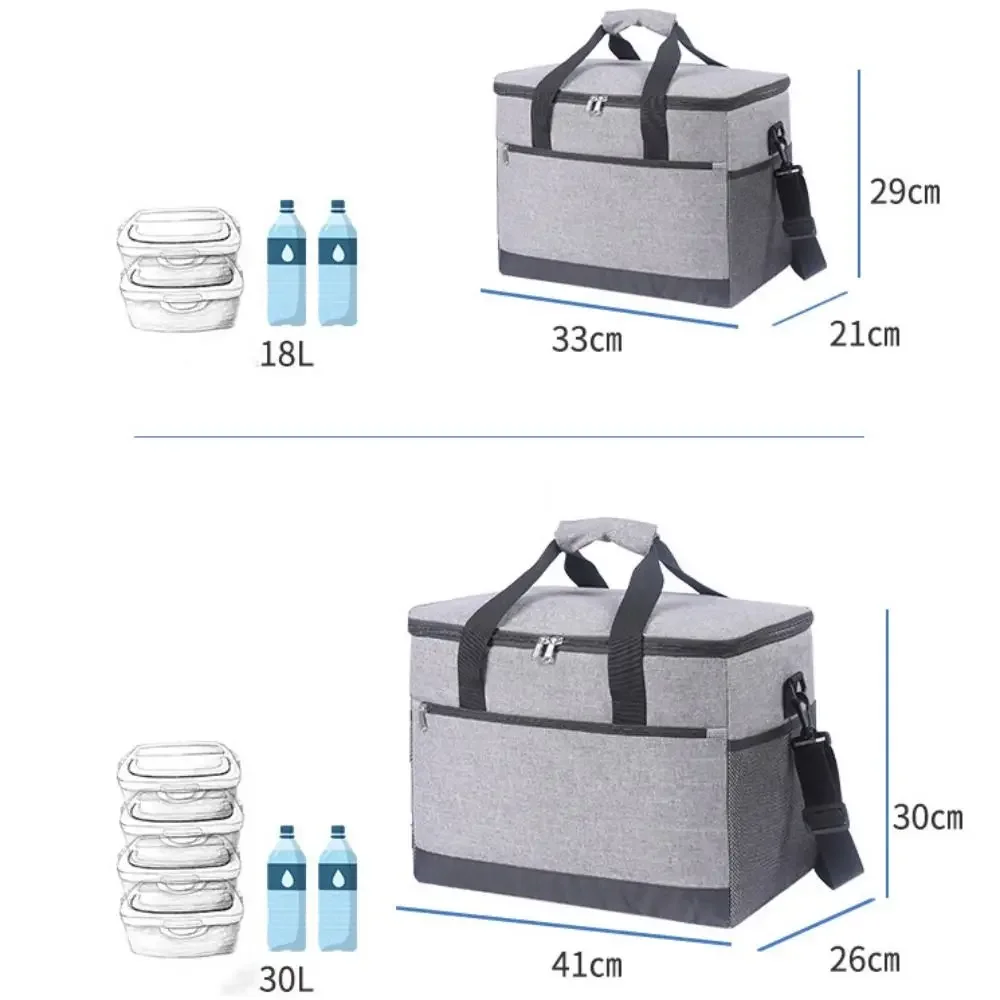أكسفورد القماش أكياس تبريد الغداء الألومنيوم احباط 18L 30L حقيبة عزل حراري مانعة للتسرب سعة كبيرة حقيبة مبردة في الهواء الطلق #6