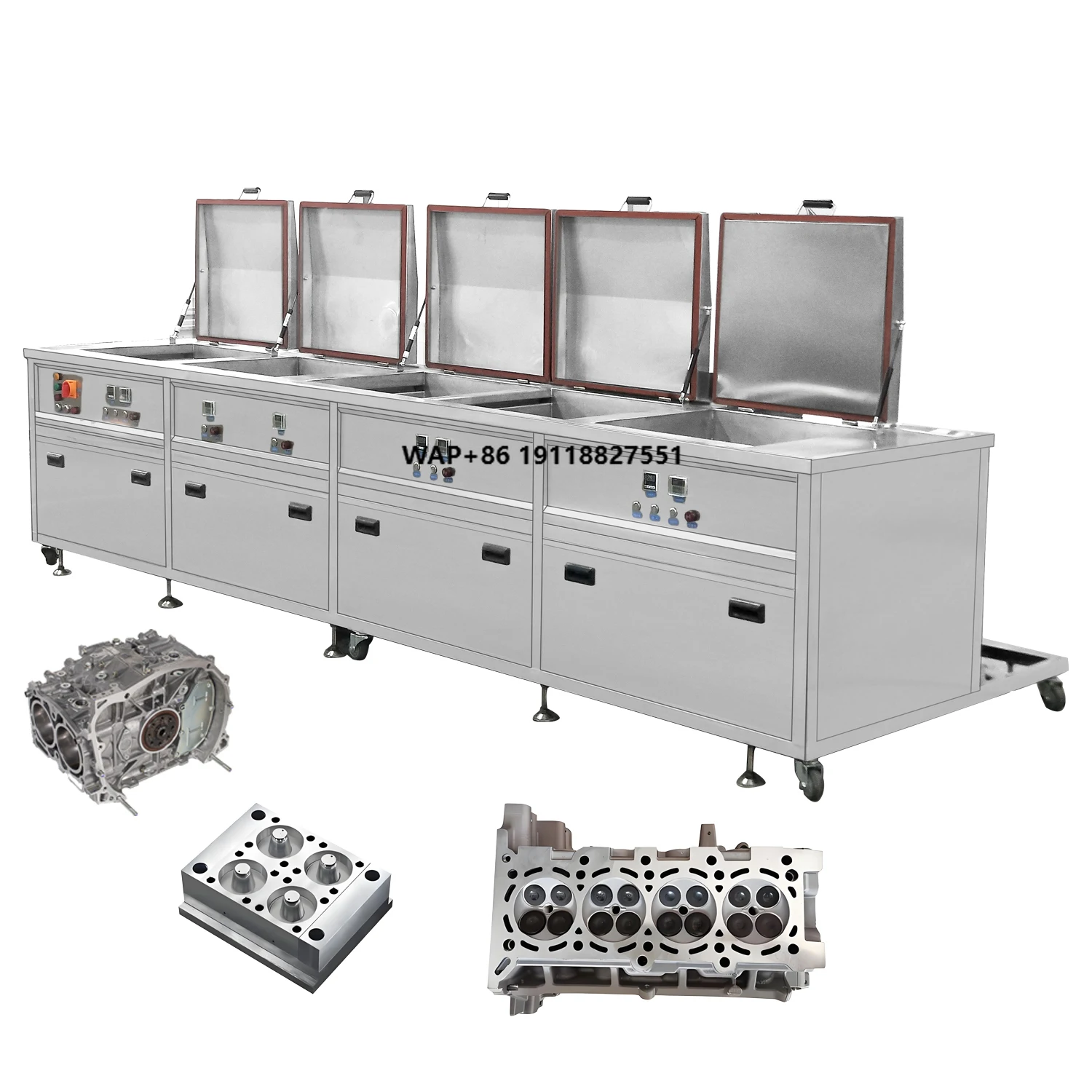 

Large Capacity 400L Five Tank Dryer Electric Industrial Ultrasonic Cleaner 80 kHz Deep Clean Rinse Bubbling Spray New for Oil