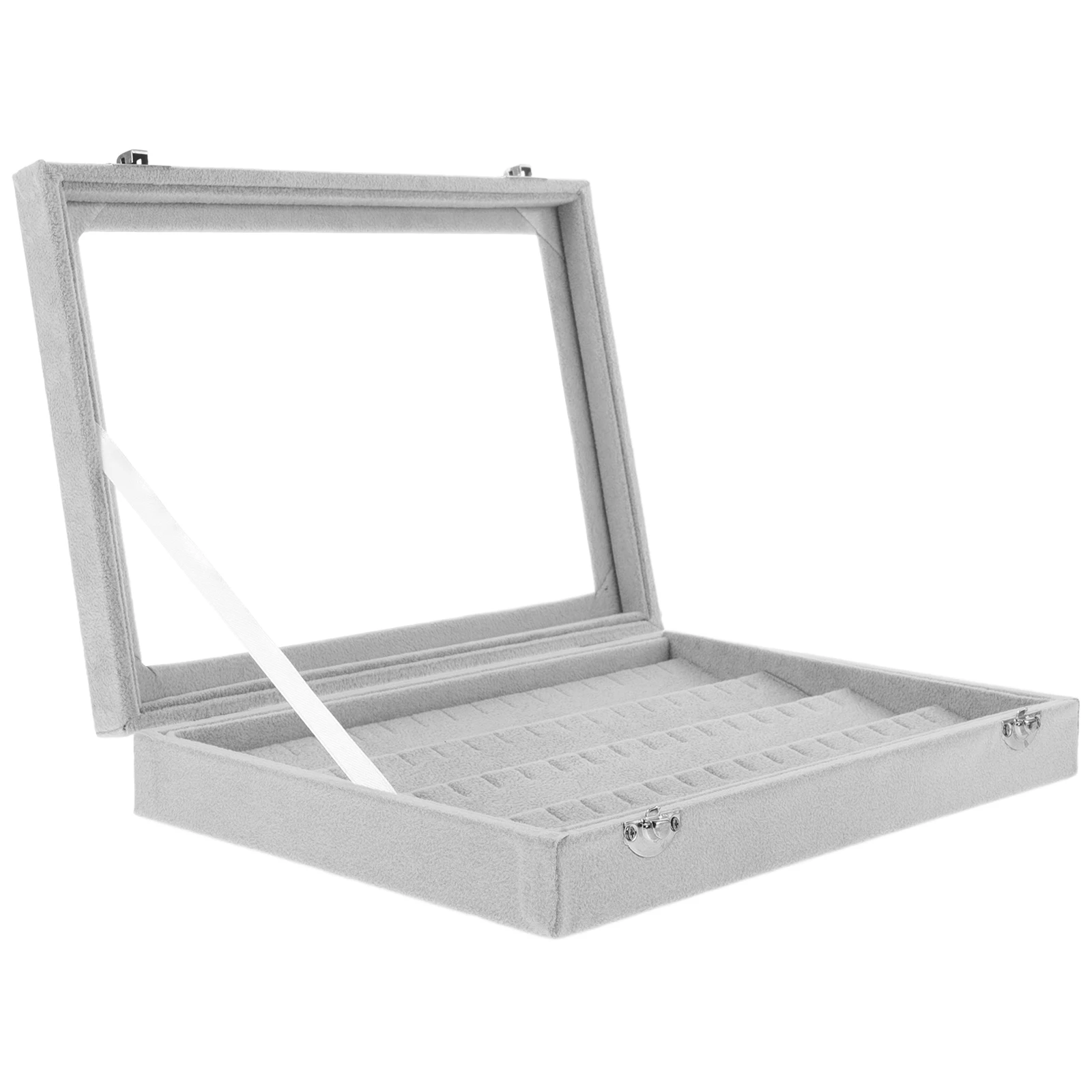 

Medal Box Display Case Badges Pins Jewelry Organizer Clear Lid Display Box Compact Desktop Grey 8.5x6.3inch