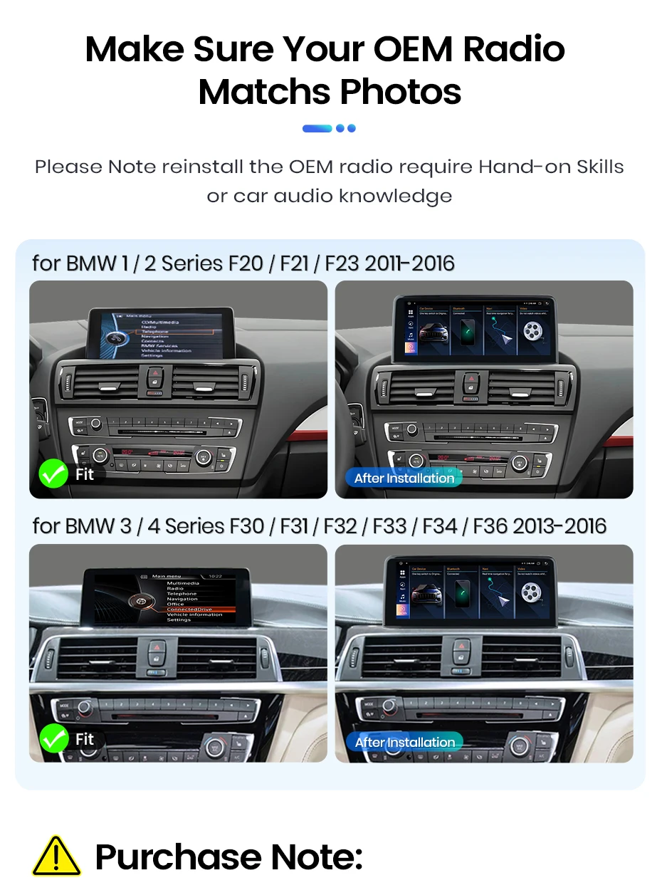 Junsun 1920*720 Drahtlose Carplay Android Auto Multimedia Auto Radio Für BMW 1 2 3 4 serie F20 F21 F22 F30 F31 F32 F33 F34 F36 – Detail 1