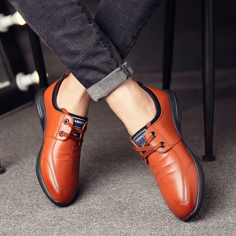 

Men's Leather Shoes 2026 Men's Fashion Comfortable Platform Shoes Outdoor Lightweight Slip on Men's Shoes Casual Leather Shoe