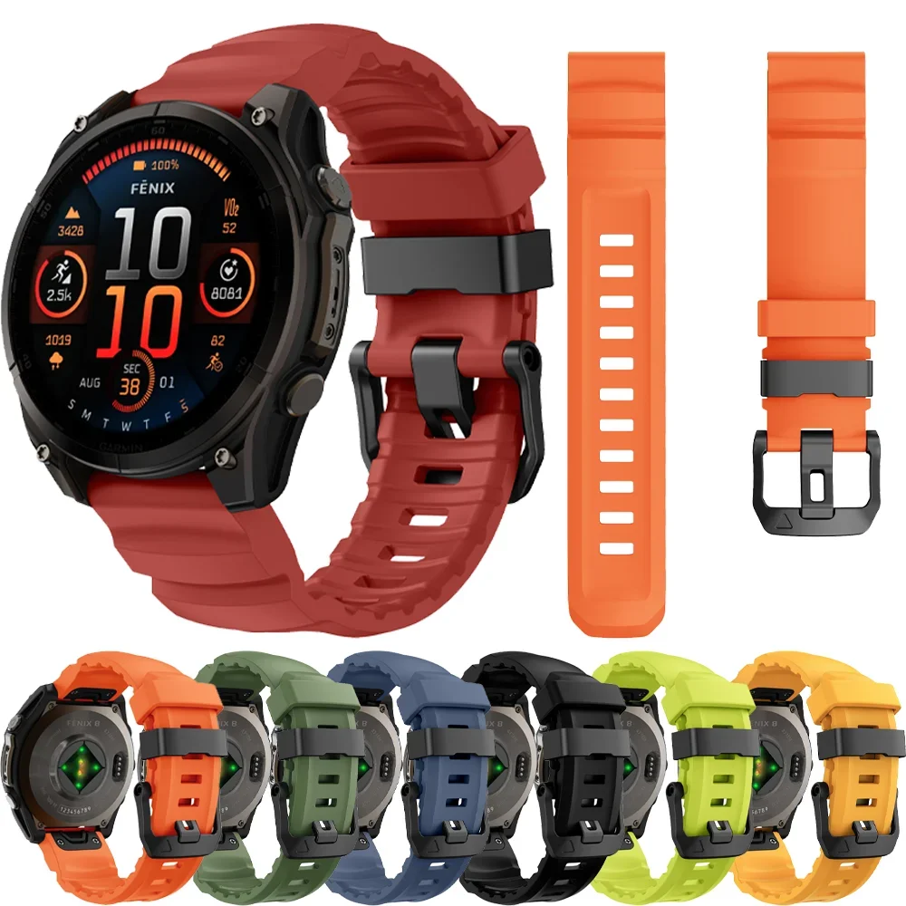 

Мягкий силиконовый ремешок 26 мм 22 мм для Garmin Quatix 8/Tactix8/Fenix 8 51 мм 47 мм, быстросъемный браслет Forerunner 970/965/Instinct3