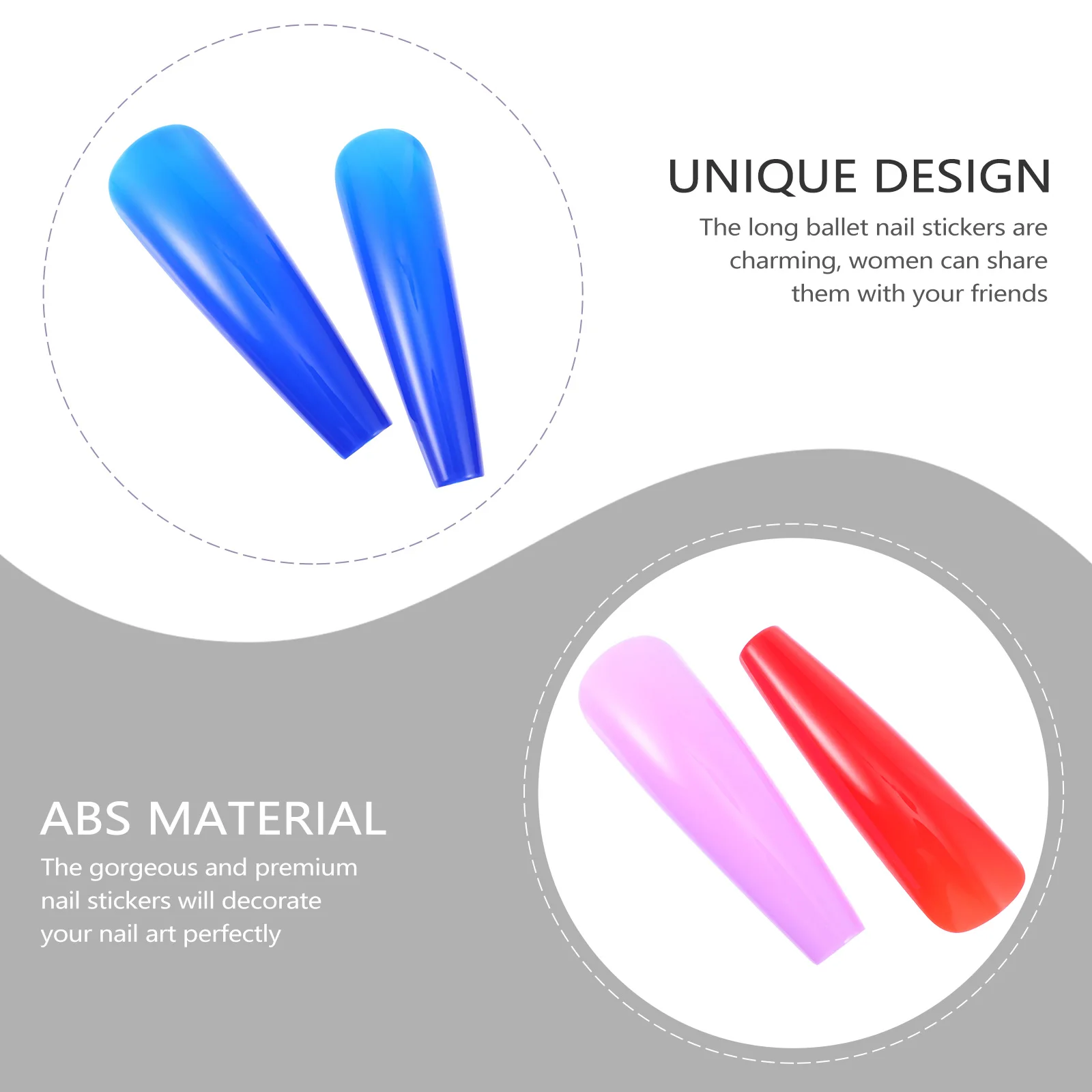 

48pcs False Nails Artificial Nail Patch Detachable Long ABS Cover Water Resistant Party Wedding Christmas