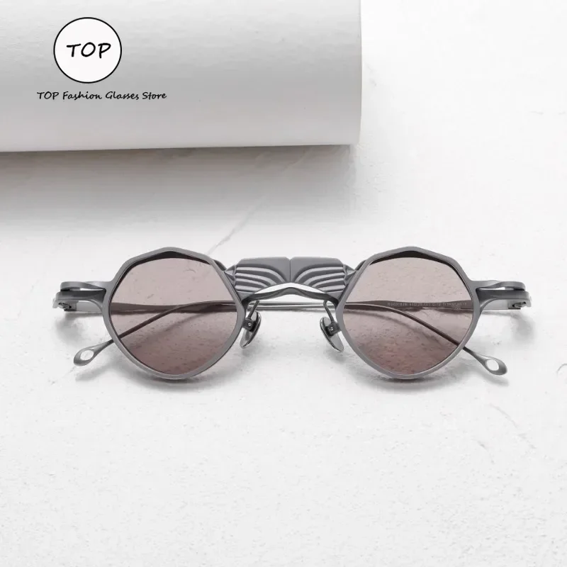 New Sunglasses Magnetic Cover Mirror  Round Frame Female Strange Shape Trend Male Pure Titanium Ring Mirror Sunglasses Double