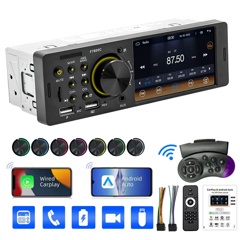 

1DIN Universal MP5 Car Radio Multimedia Carplay Touch Screen Mirror Link Stereo Bluetooth USB FM MP5 Player