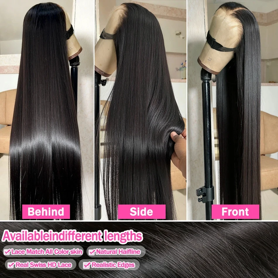 34 38 Inch Vietnamese 13x6 Bone Straight Lace Front Human Hair Wig 230% 13x4 Lace Frontal Wigs Pre Plucked 5x5 Lace Closure Wig