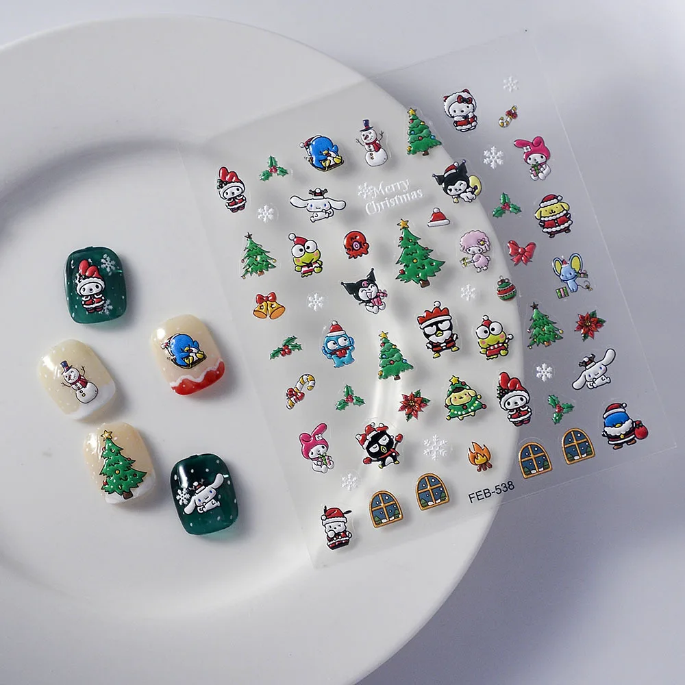 Sanrio Geprägte 5D Nagelaufkleber Anime Nagelkunst-Zubehör Kero Kero Keroppi My Melody Hello Kitty Aufkleber Nageldekoration Abziehbilder – Detail 13