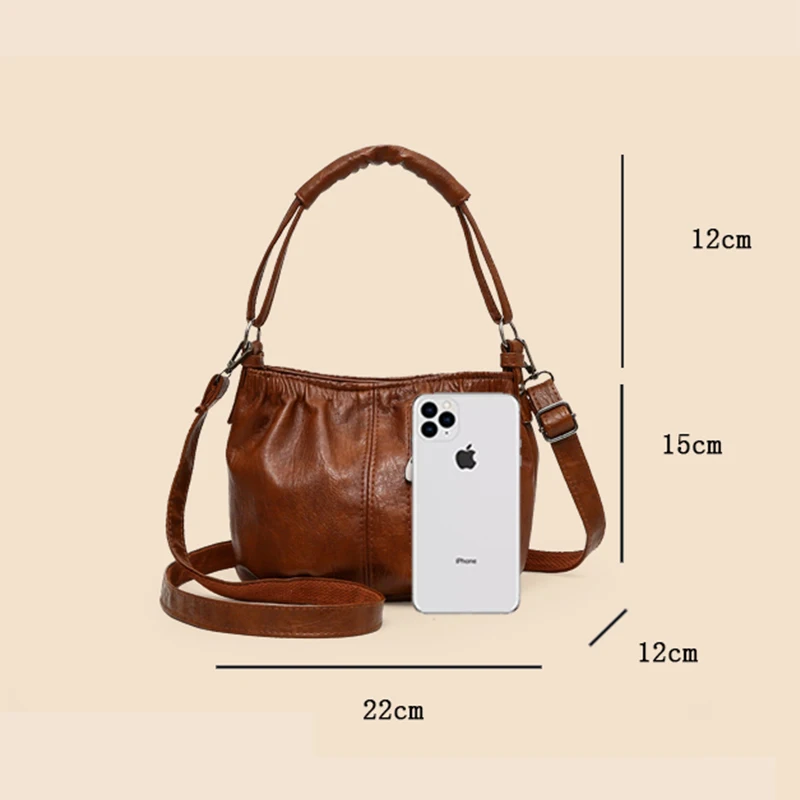 Leisure Retro Brown Women\'s Shoulder Bag Lightweight Soft PU Leather Crossbody Bags for Women Pursue and Handbags