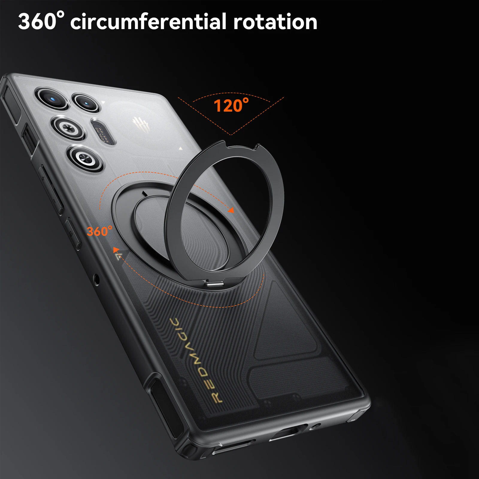 360 °   Obrotowe Magnetyczne Metalowe Etui na Telefon z Podstawką do ZTE Nubia RedMagic 11 Pro Plus, Przezroczyste, Matowe, Odporne na Wstrząsy, Fundas — zdjęcie produktu 4