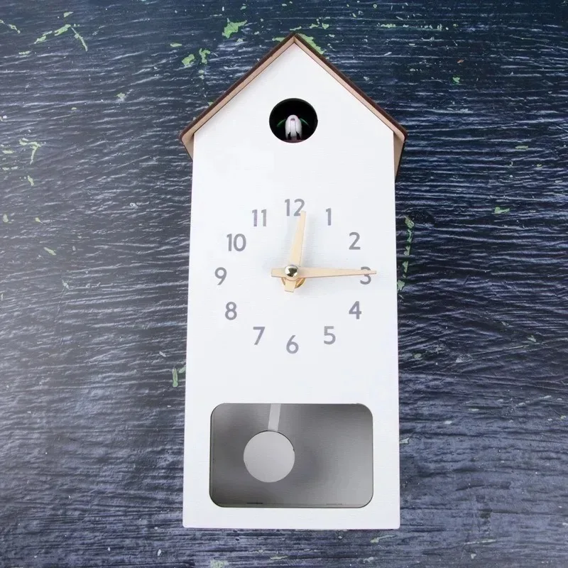Wooden Creative Art Living Room Cuckoo Clock Cartoon House Shape Bedroom Wall Clocks Kitchen Luxury Simple Home Decoration