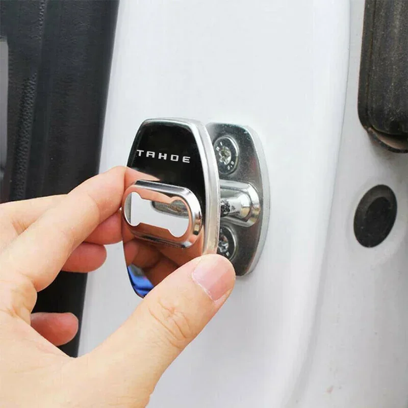 4PCS Car Stainless Steel Door Lock Cover Styling For TAHOE Badge 2020 Anti-rust Protective Case Buckle Interior Decoration