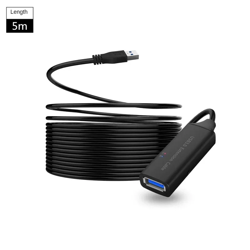 5m USB3.0 Data Extension Cable A Male To A Female 10m Extension Cable with Chip, External Power Supply, Suitable for Computer