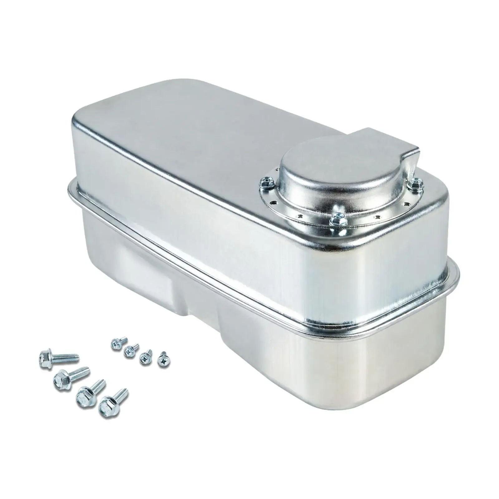 Engine Sound Dampener Exhaust Muffler with Rectangular Rounded Housing for Garage Use Compatible with 751-0616B Silver