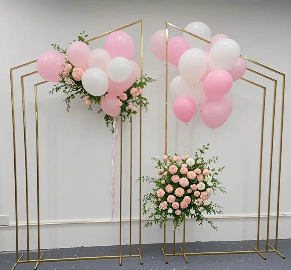 

Exquisite Rust-proof Geometric Metal Wedding Arch Stand Ideal for Christmas Parties,Outdoor Floral and Balloon Stage Decoration