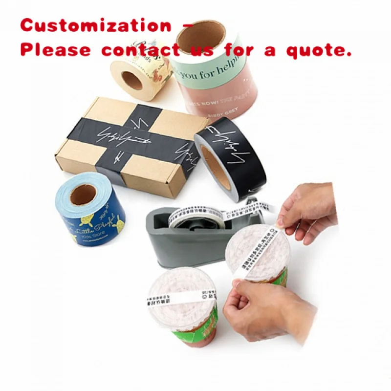 custom.Custom Gummed Paper Packing Tape Mailer Box Sealing Tape Beverage Bottle Cup Sticker Label Cake Kraft Paper Packagin