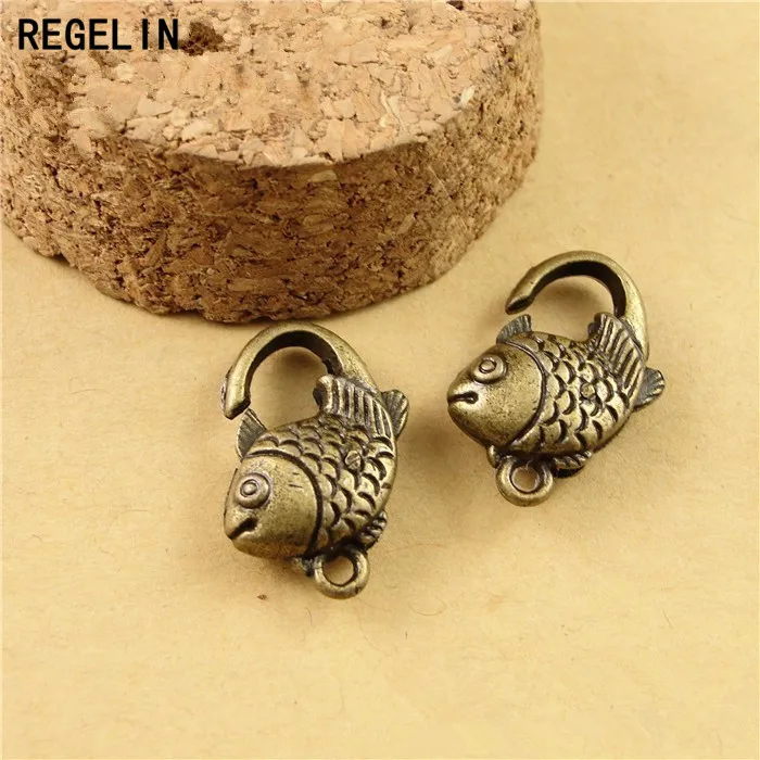 REGELIN Antique Silver Fish Lobster Clasp Hooks 10pcs/lot 20*13MM For Necklace Bracelet Chain DIY Jewelry Accessory Findings