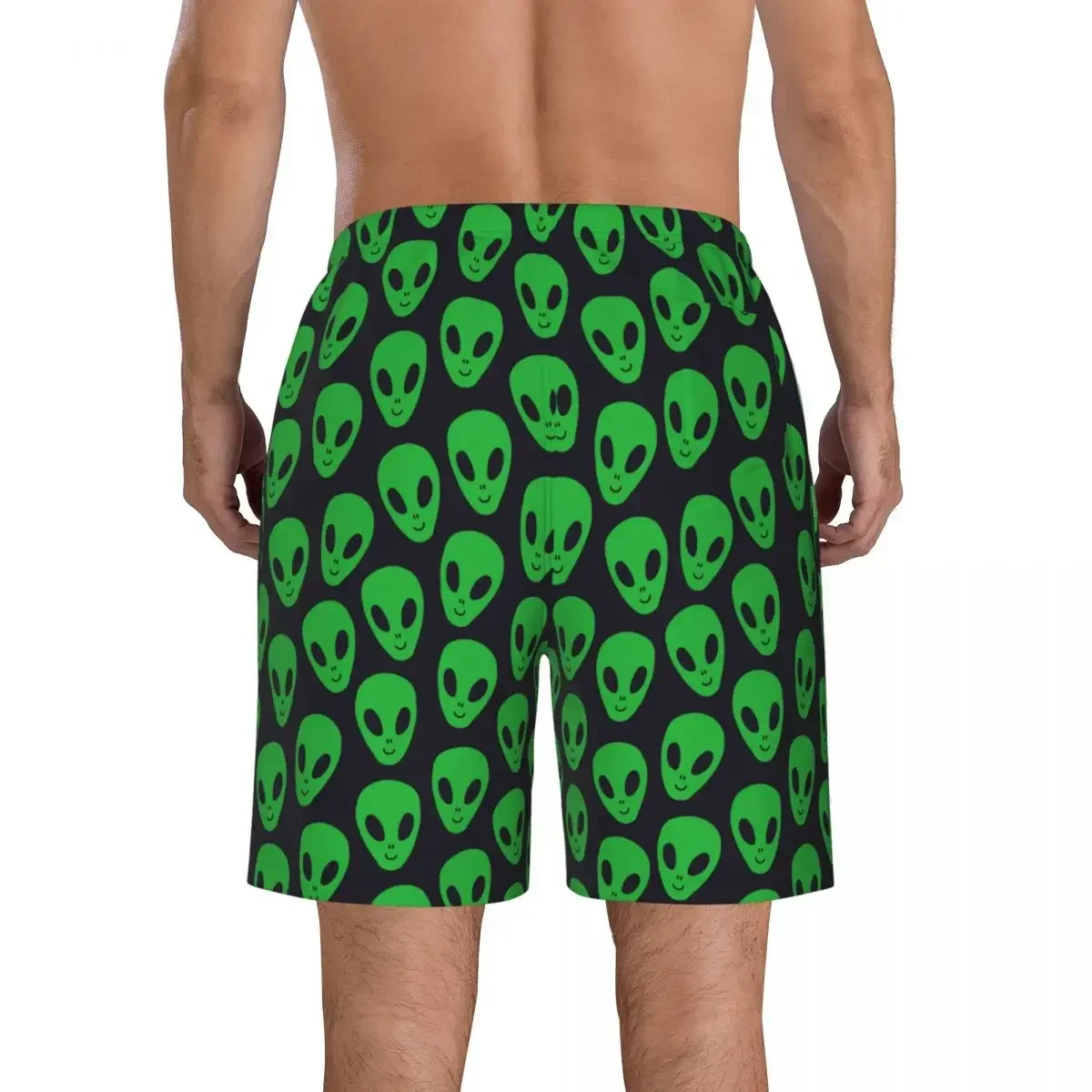 New Summer Men Shorts Men Sports Athletic Running Sport Fitness Beach Basketball Jogging Man Loose Short Pants Green Alien UFO