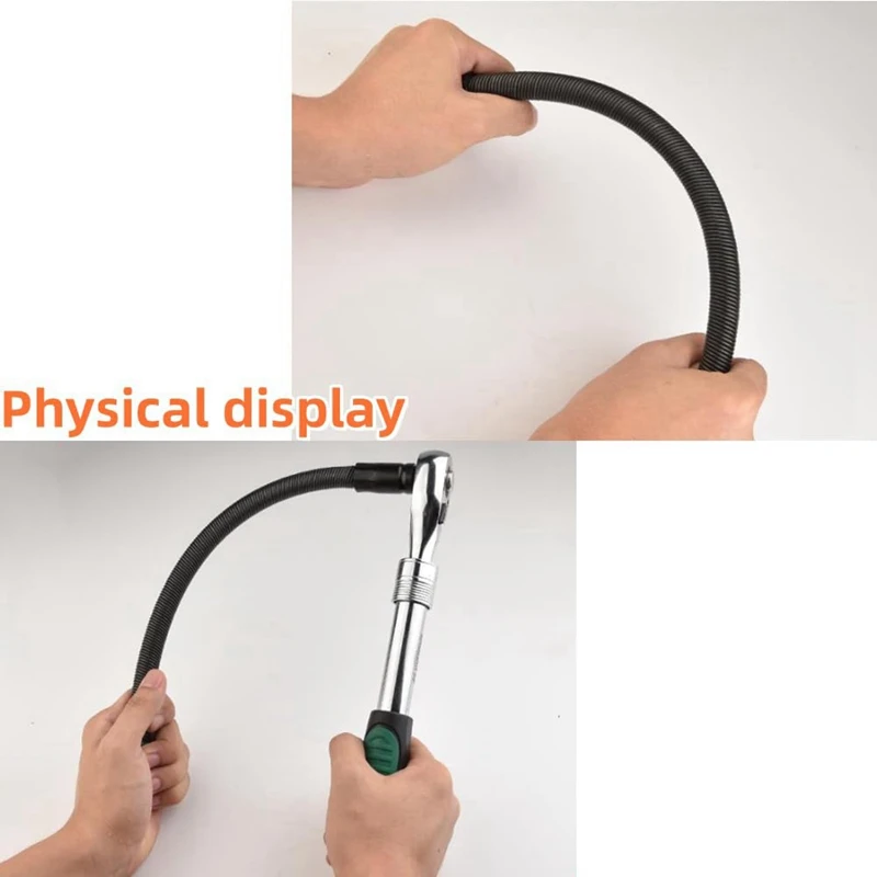 Super Sale 2PCS 1/2 Flexible Shaft Extension Extender Torque Socket,Ratchet Spanners Flex Reach Extension Bar for Car Repair 13.