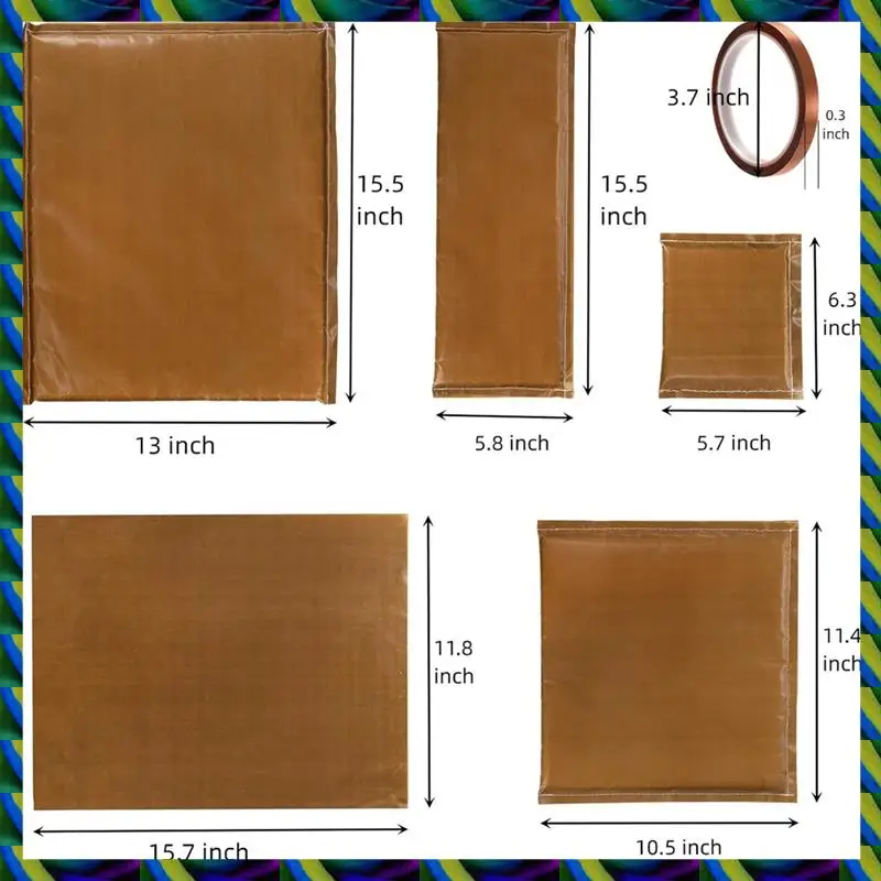 Комплект из 8 подушек для термопресса Daily, 4 размера - подушки для переноса термопресса, 2 листа и 2 ленты